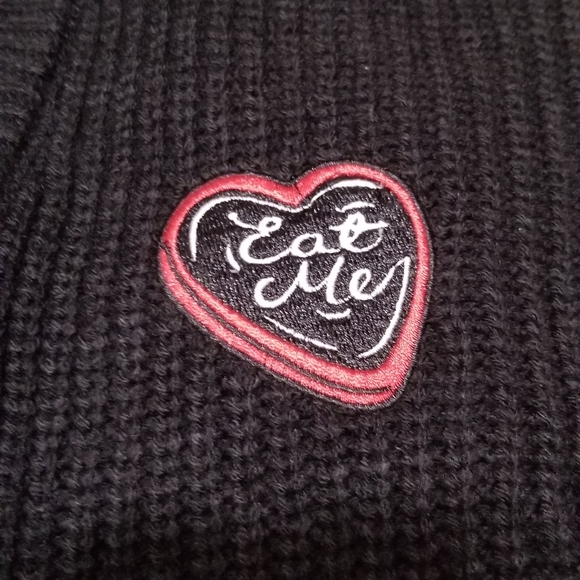 Social Collision Stitched Bunny Heart Button Cropped Knit Cardigan (XS) - Picture 5 of 5